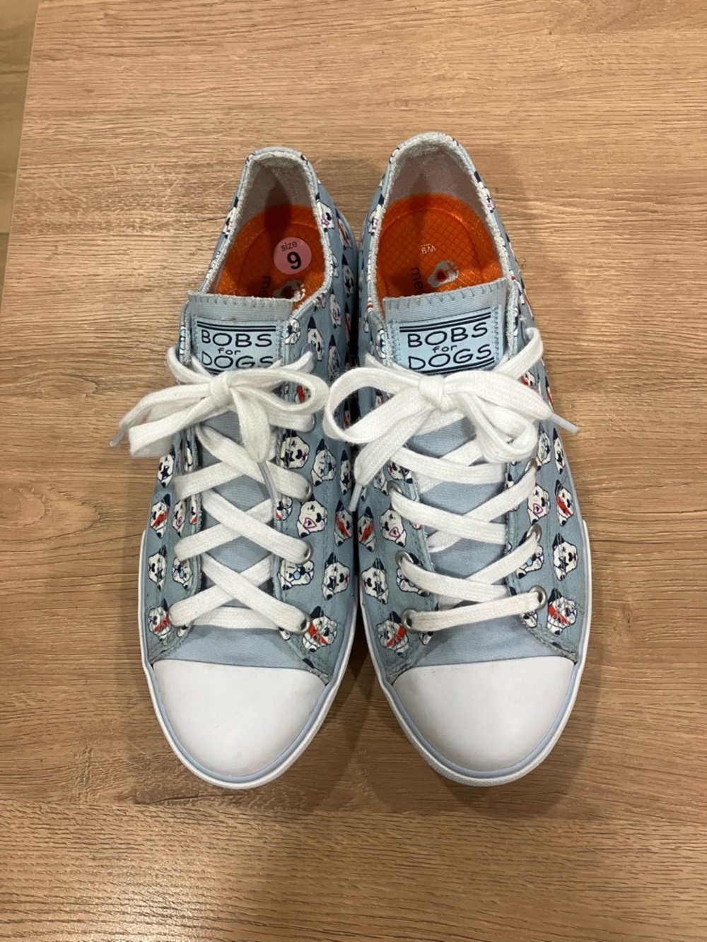 BOBS from Skechers Light Blue Canvas Sneakers with Dog Print